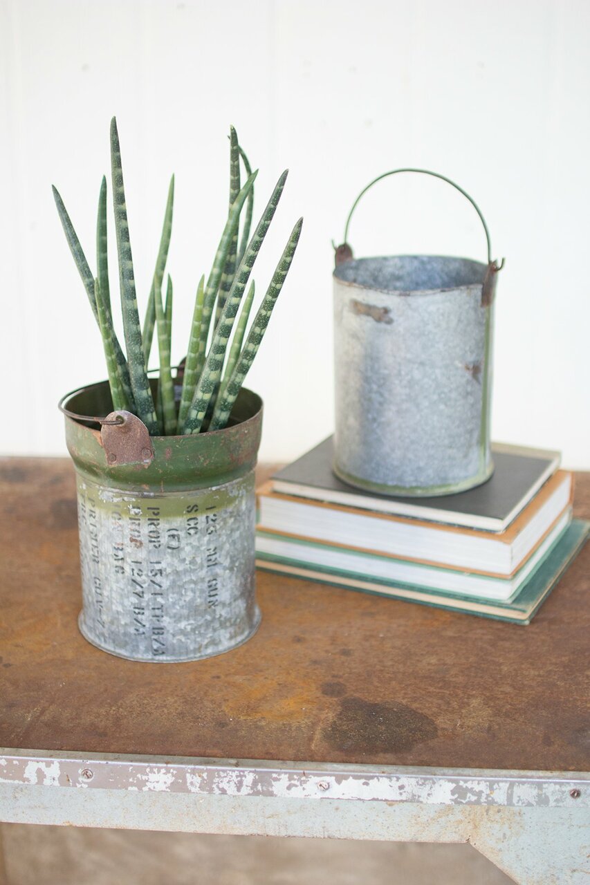 Reclaimed Ammunition Canister Buckets w/ Handle