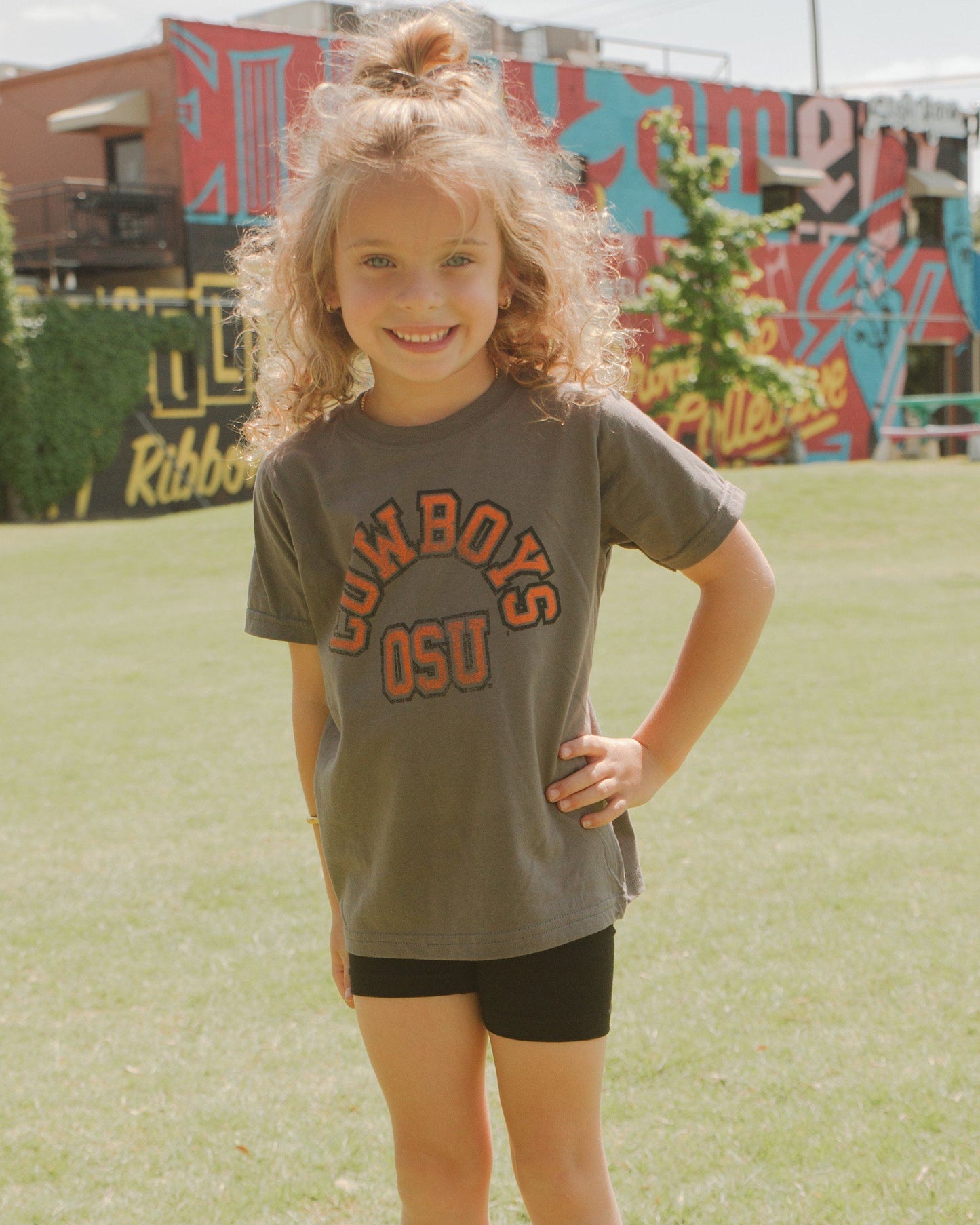 Kid's OSU Mega Arch Charcoal Tee