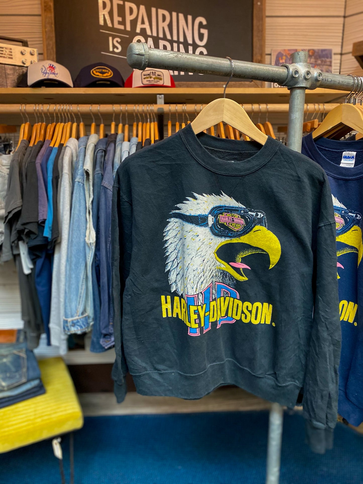 Harley Davidson (Eagle w/ Goggles) Vintage Black Sweatshirt