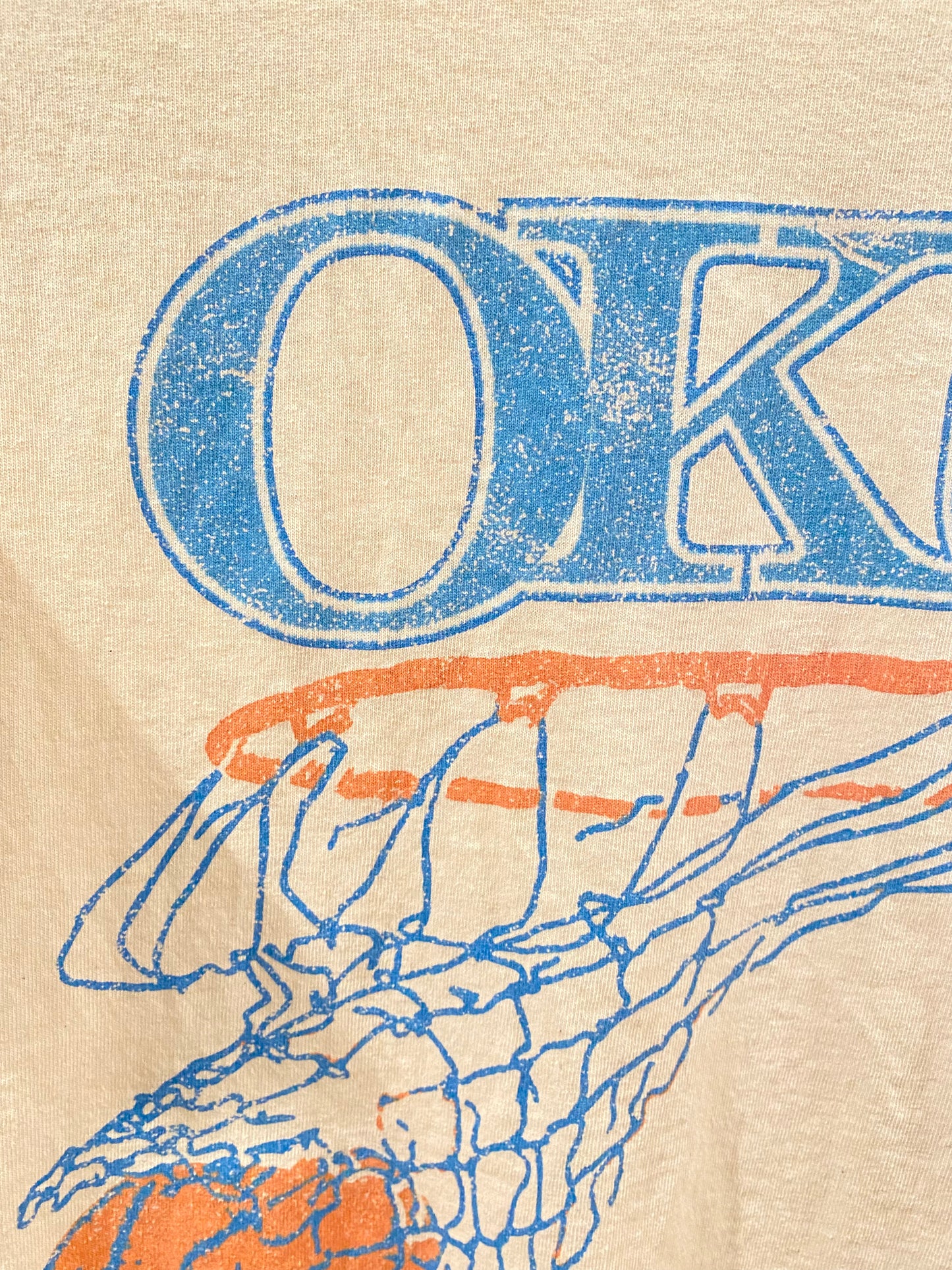 OKC Basketball Net Thrifted Tee - Off White