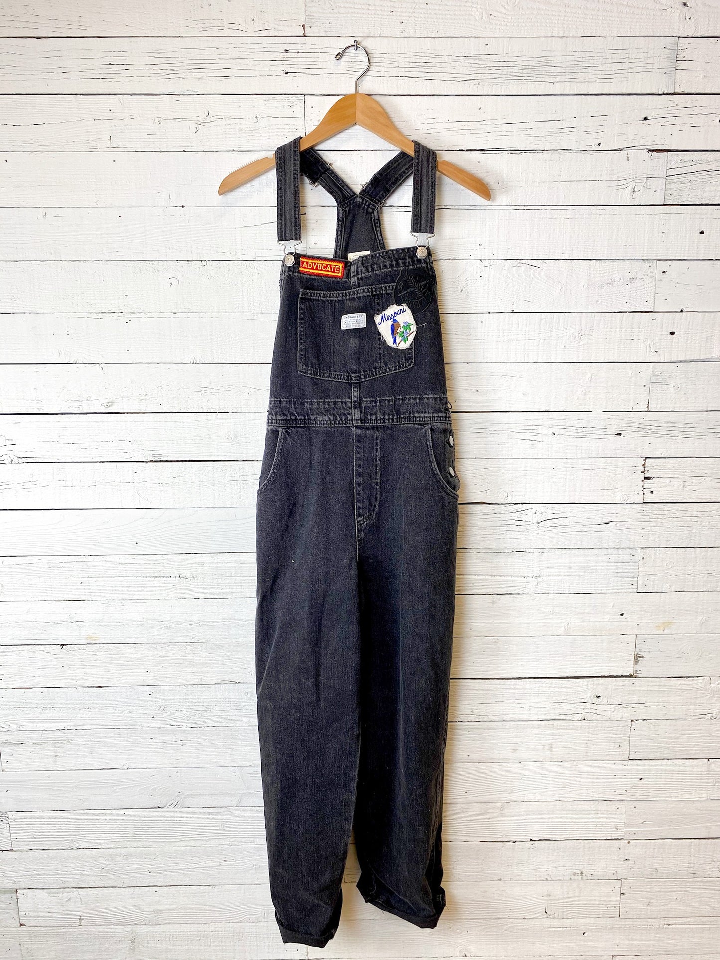 Levi's Black Overalls with Vintage Patches