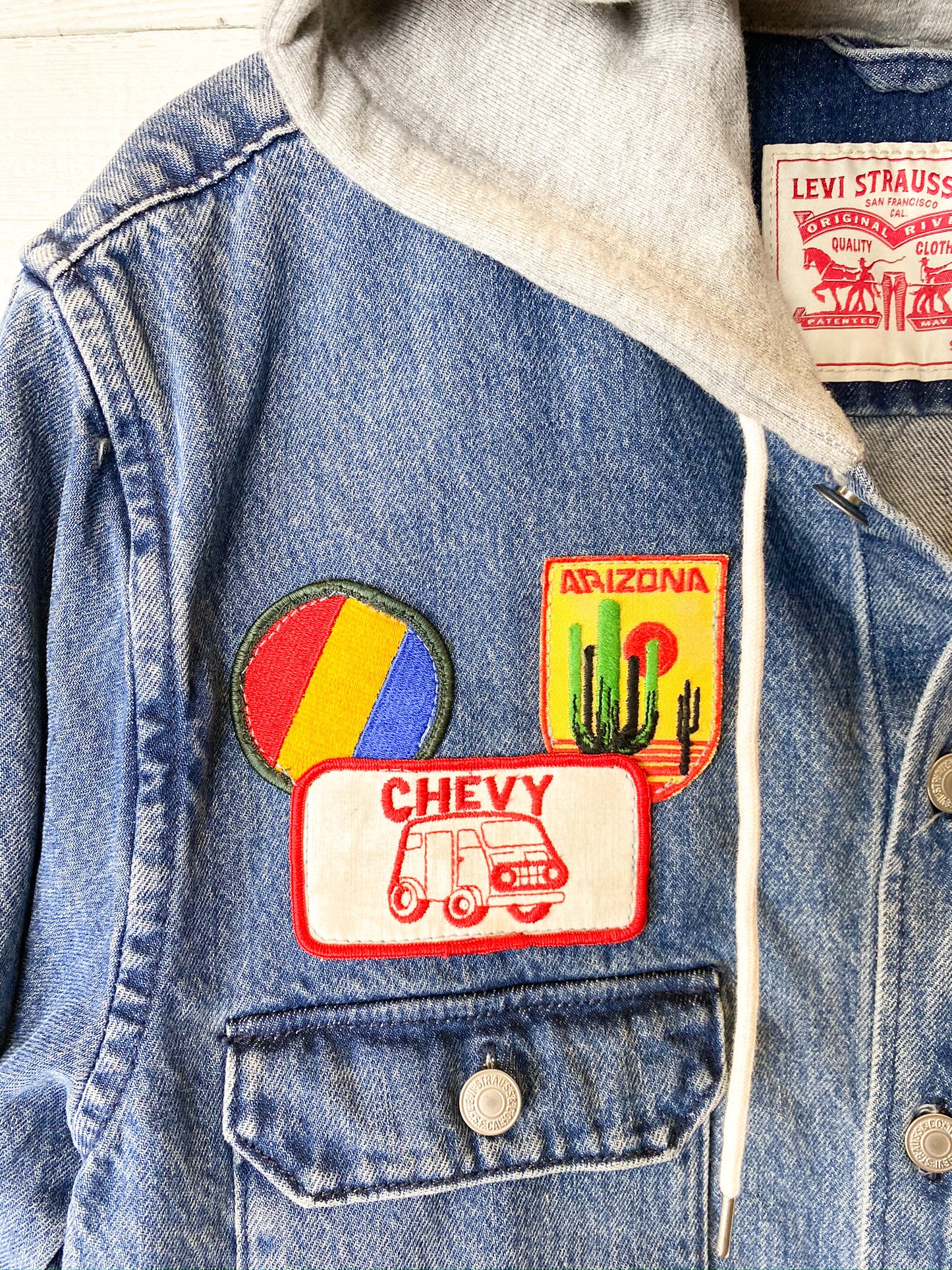 Levi's Hooded Jacket with Pockets and Vintage Patches