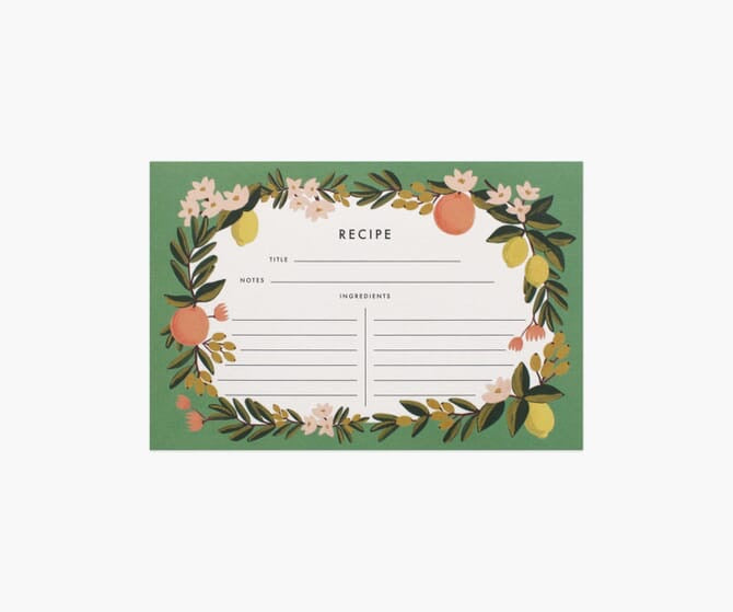 Citrus Floral Recipe Cards