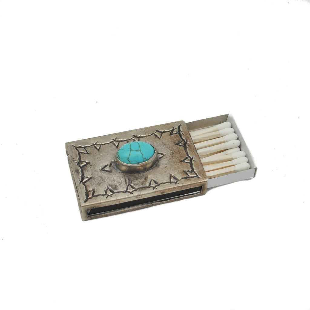 Stamped Matchbox Cover w/Turquoise Small