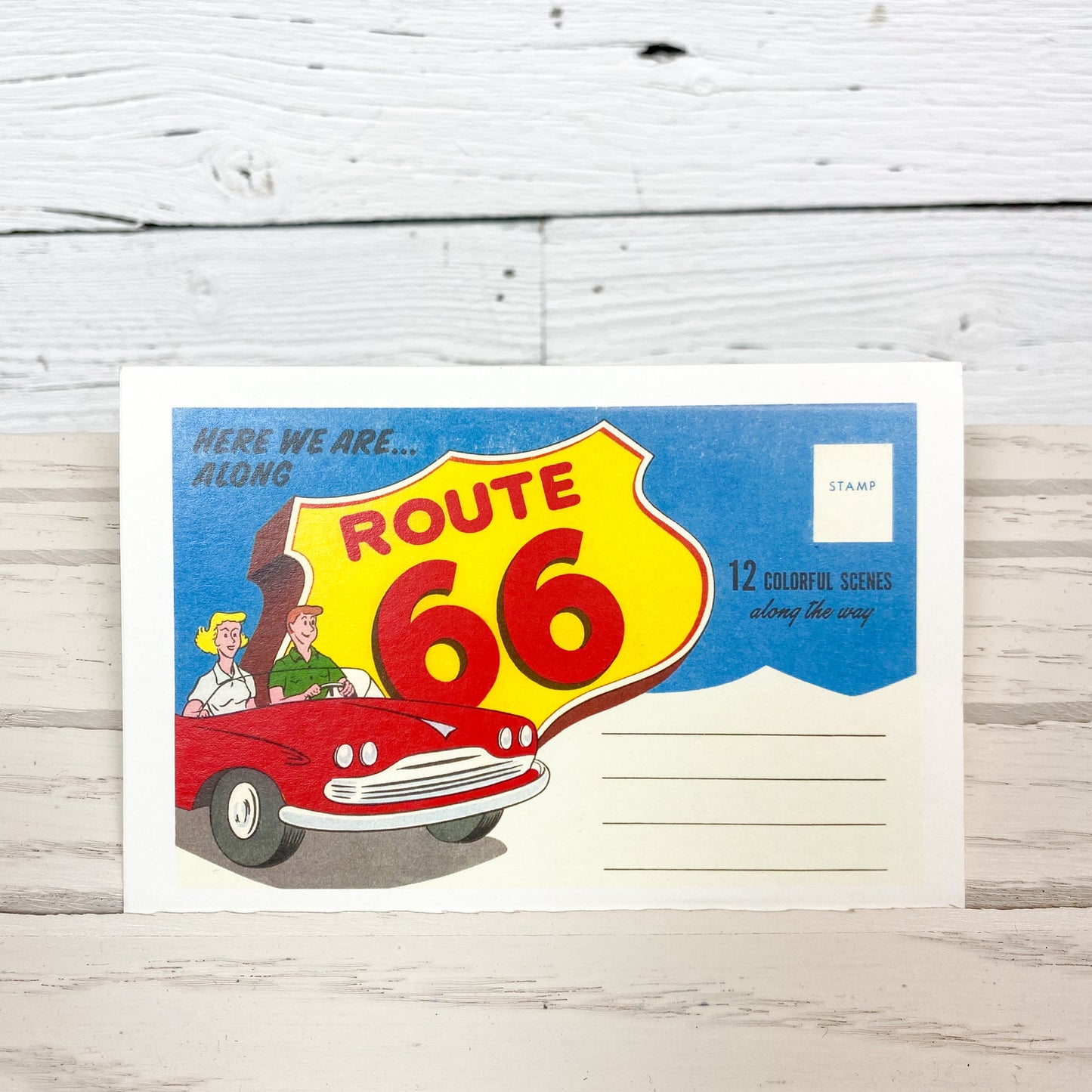Found Image Press Route 66 Colorful Scenes Postcard