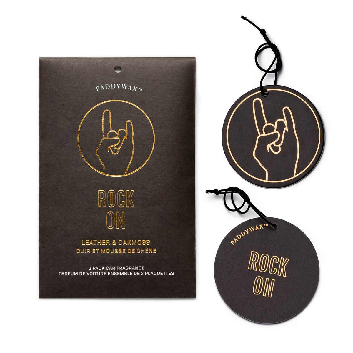 Impressions Black "Rock On" Car Fragrance - Leather & Oakmoss