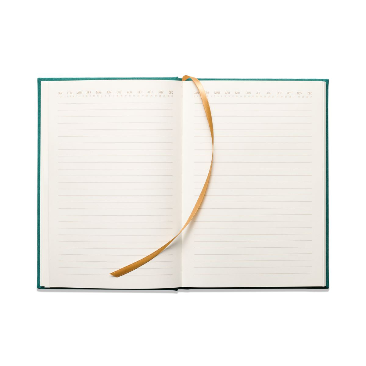Hard Cover Suede Cloth Journal w/ Pocket - Linear Boxes Green