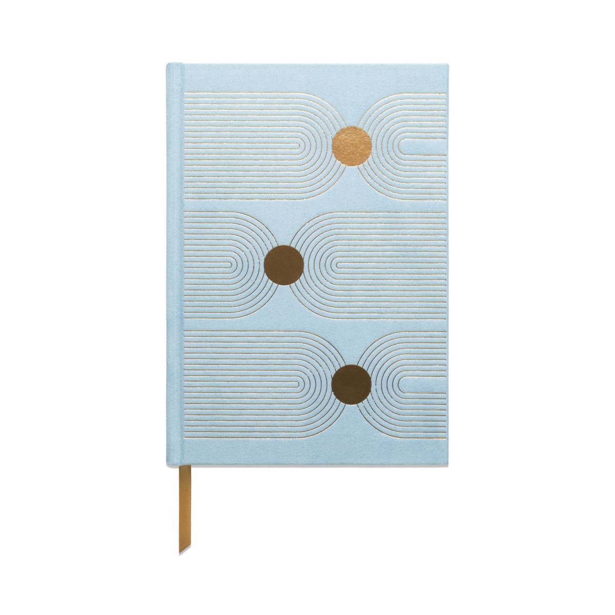 Hard Cover Suede Cloth Journal w/ Pocket - Arch Dot Blue