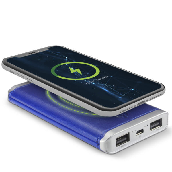 5K Leather Wireless Power Bank - Blue