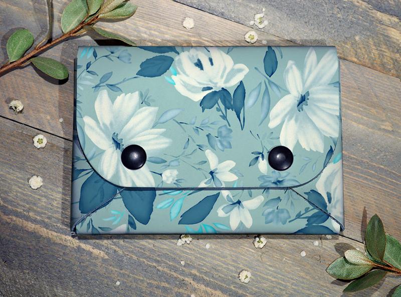 Backerton Blue Flowers Midi Wallet