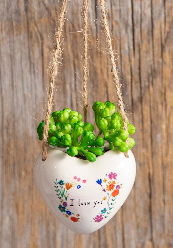 Natural Life Mini Hanging Faux Succulent - Love