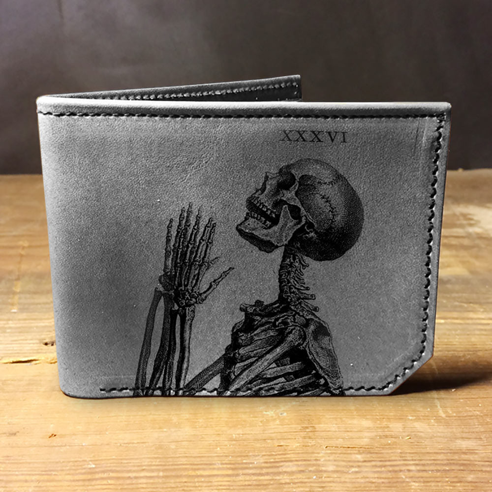 Backerton Leather Wallet - Praying Skeleton