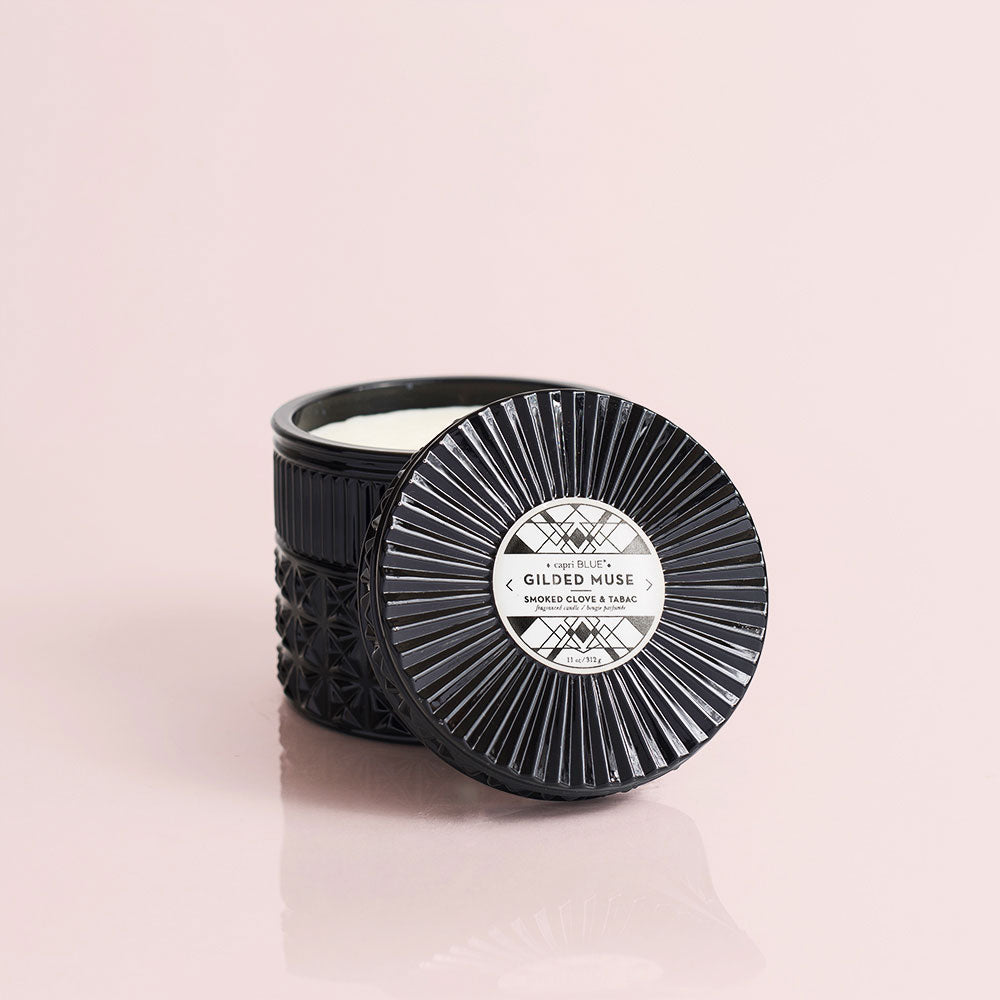 Gilded Muse Black Faceted Jar - Smoked Clove & Tabac