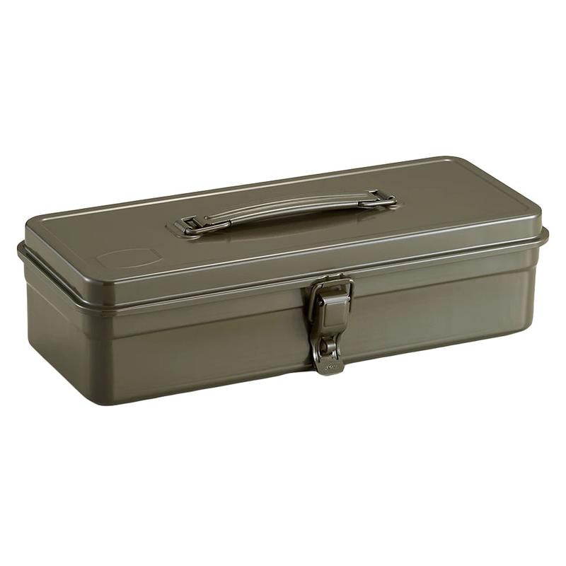 Steel Toolbox w Top Handle & Flat Lid - Military Green