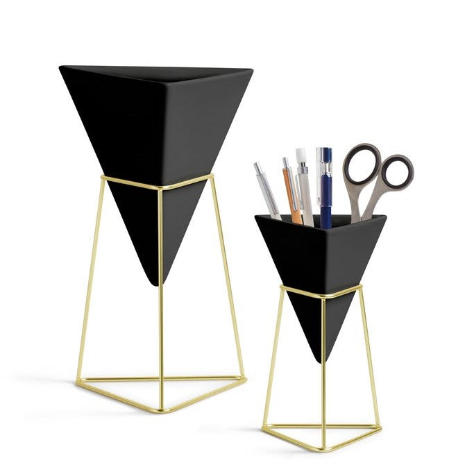 Trigg Tabletop Planter Set - Black/Brass