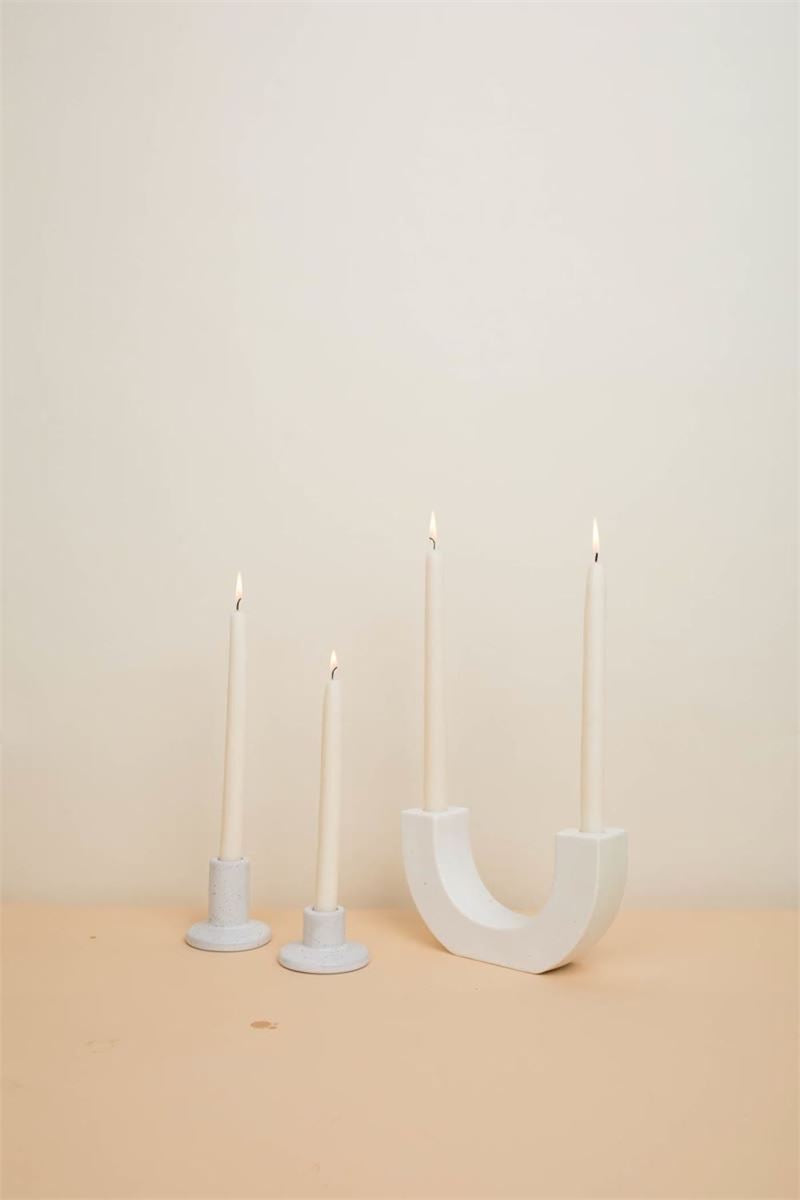 White Speckled U-Shaped Ceramic Taper Holder