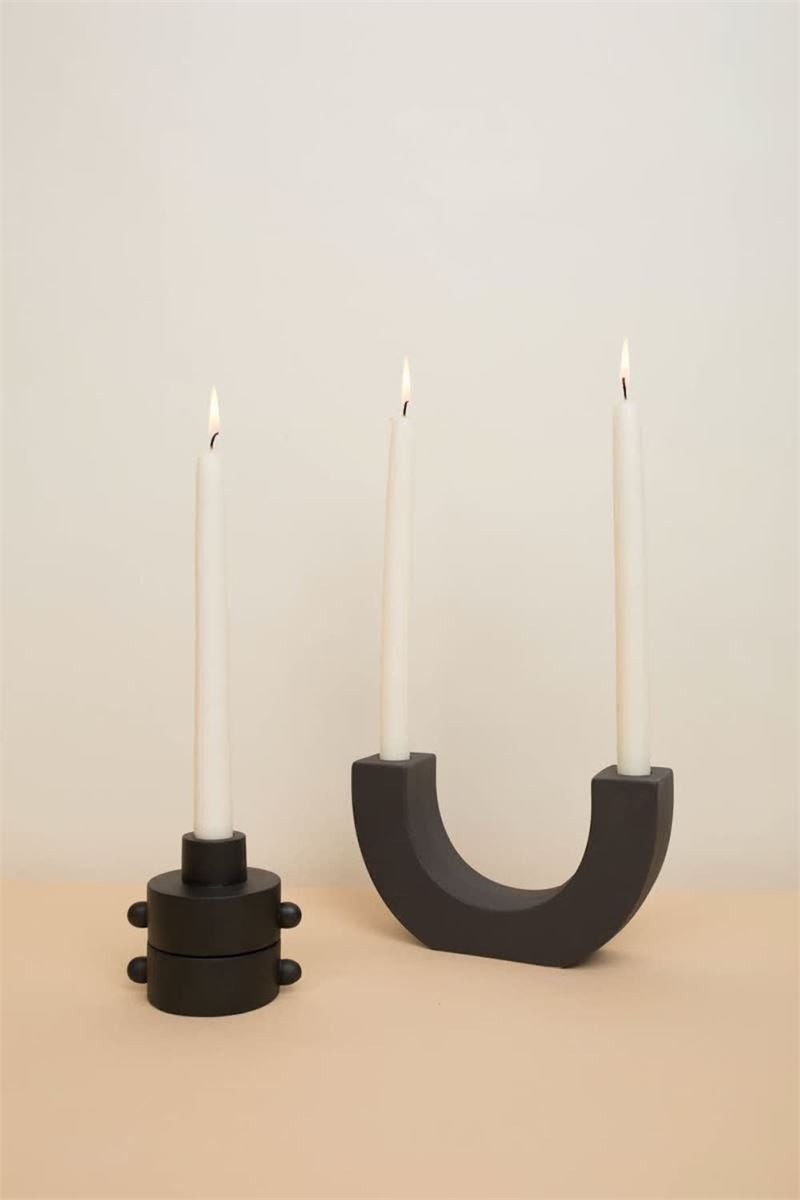Black Textured U-Shaped Ceramic Taper Holder