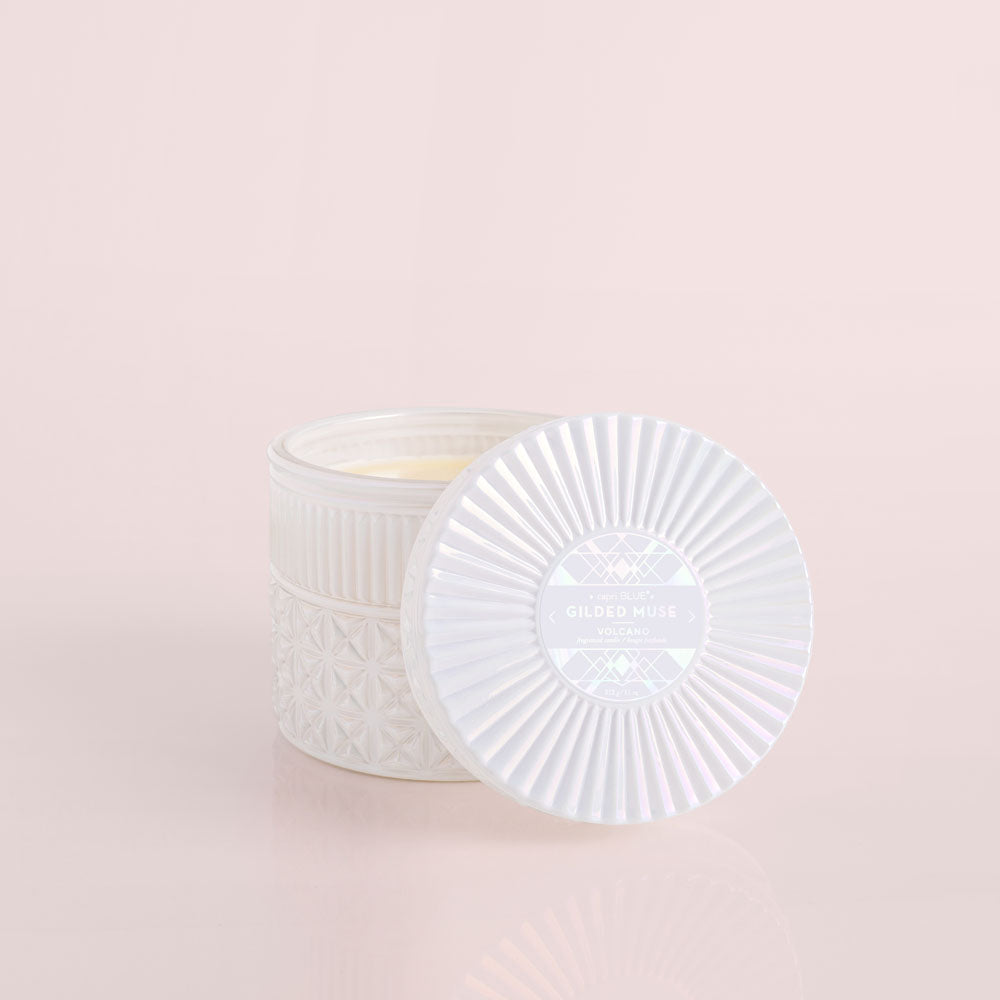 Gilded Muse White Opal Faceted Jar - Volcano