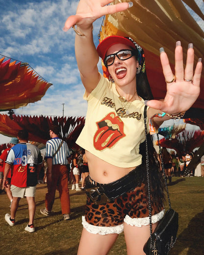 Rolling Stones Glitter Baby Tee - Yellow