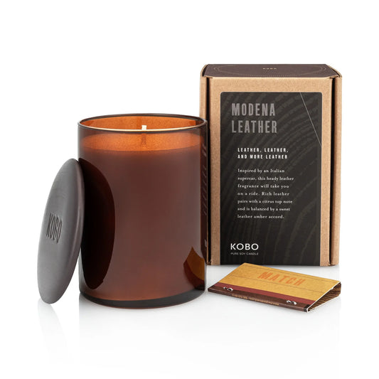 Woodblock 15oz Candle - Modena Leather