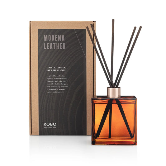 Woodblock Reed Diffuser - Modena Leather