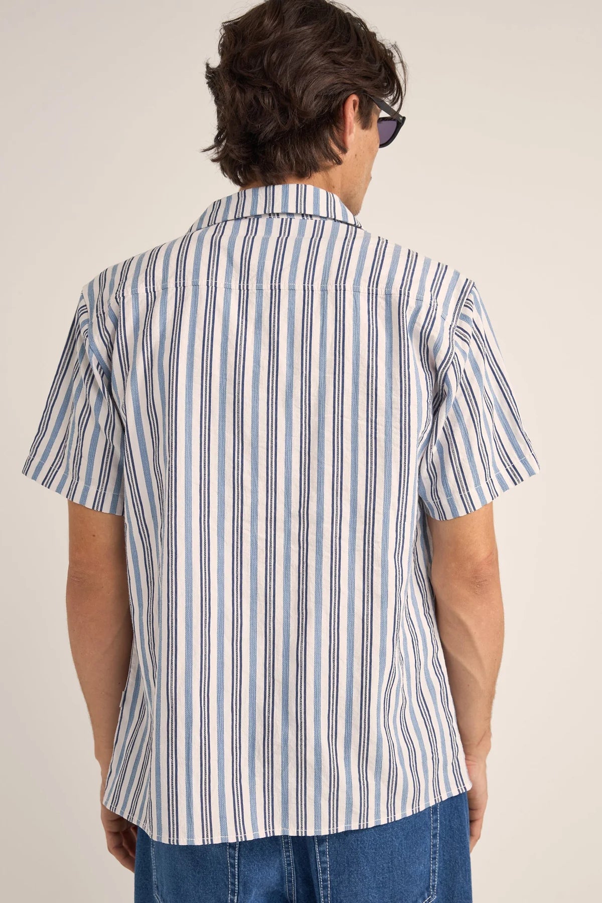 Vacation Stripe Ss Shirt - Blue