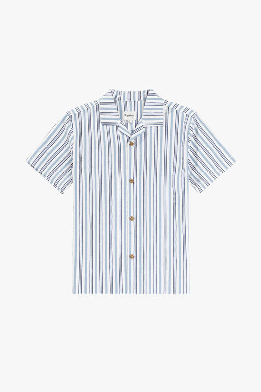 Vacation Stripe Ss Shirt - Blue