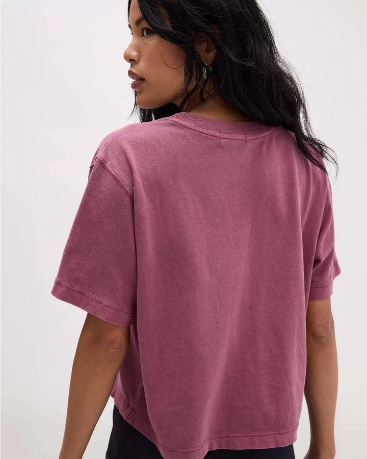 Women's Relaxed Crop Tee - Burgundy