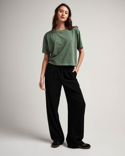 Women's Relaxed Crop Tee - Sage Leaf