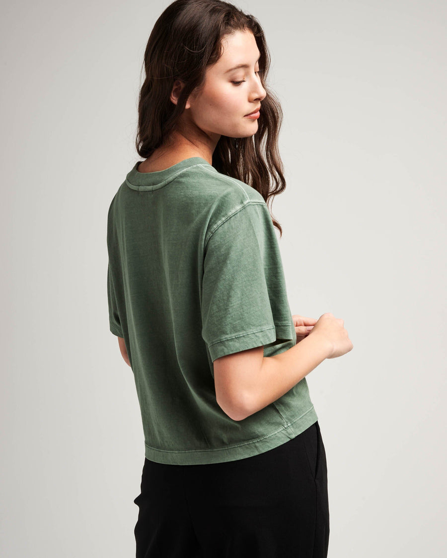 Women's Relaxed Crop Tee - Sage Leaf