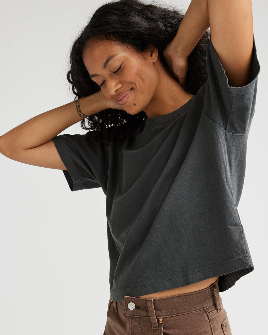 Women's Relaxed Crop Tee - Stretch Limo