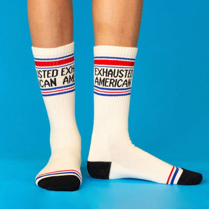 Exhausted American Gym Crew Socks