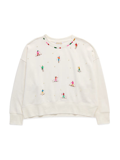 Skiers With Pearls Relaxed Sweatshirt - Ivory