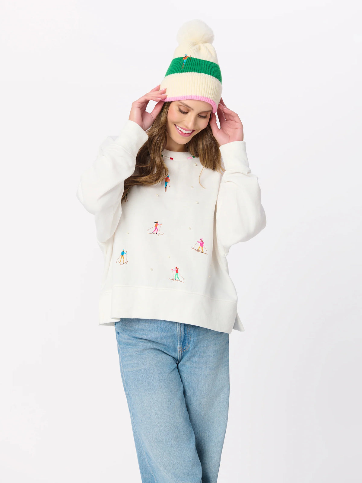 Skiers With Pearls Relaxed Sweatshirt - Ivory