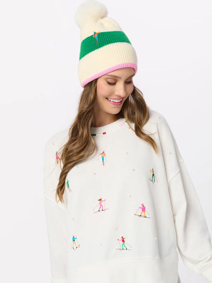 Skiers With Pearls Relaxed Sweatshirt - Ivory