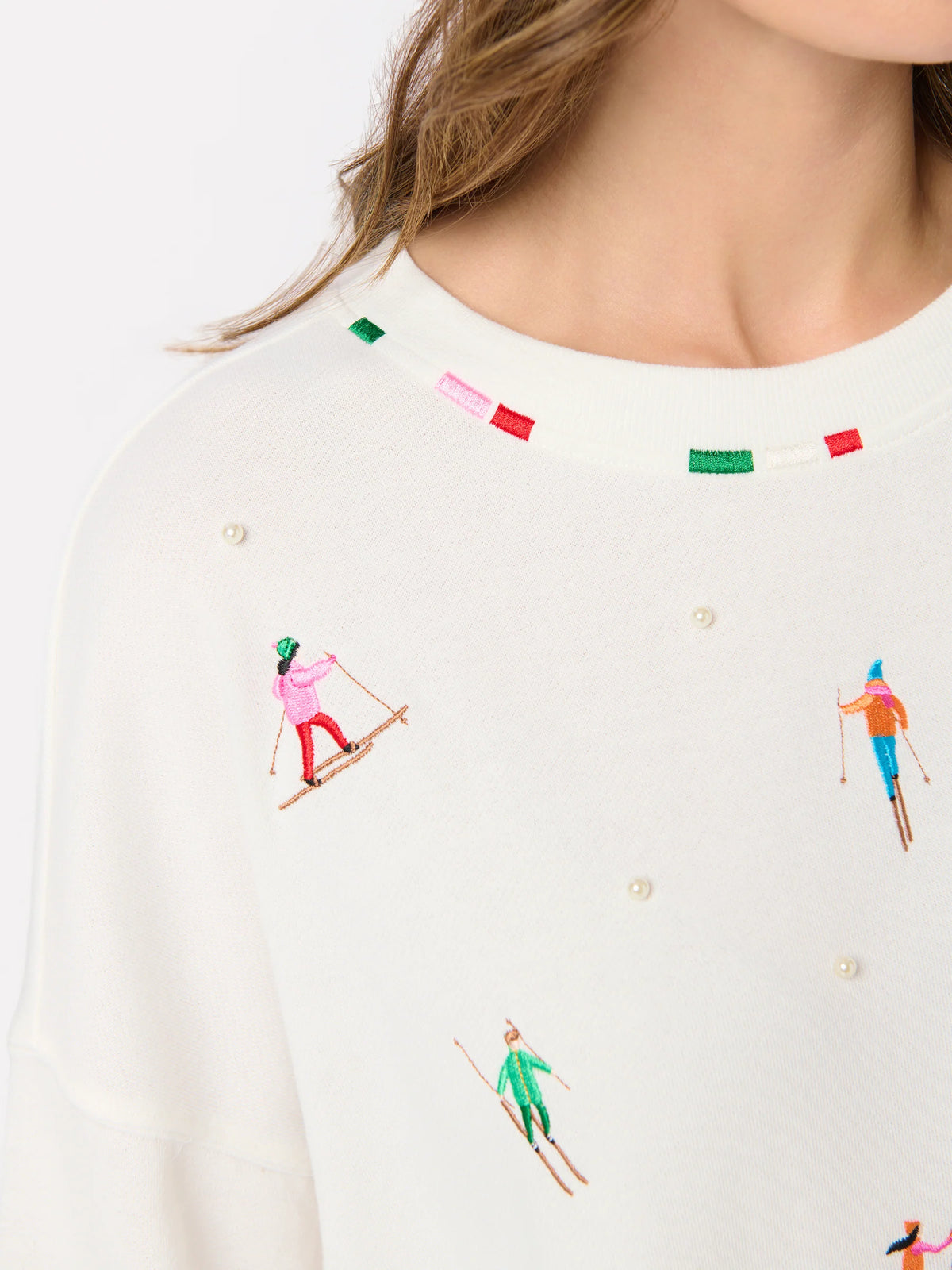 Skiers With Pearls Relaxed Sweatshirt - Ivory