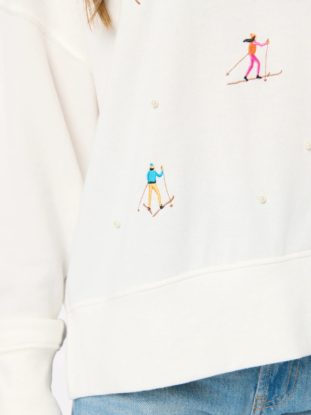 Skiers With Pearls Relaxed Sweatshirt - Ivory
