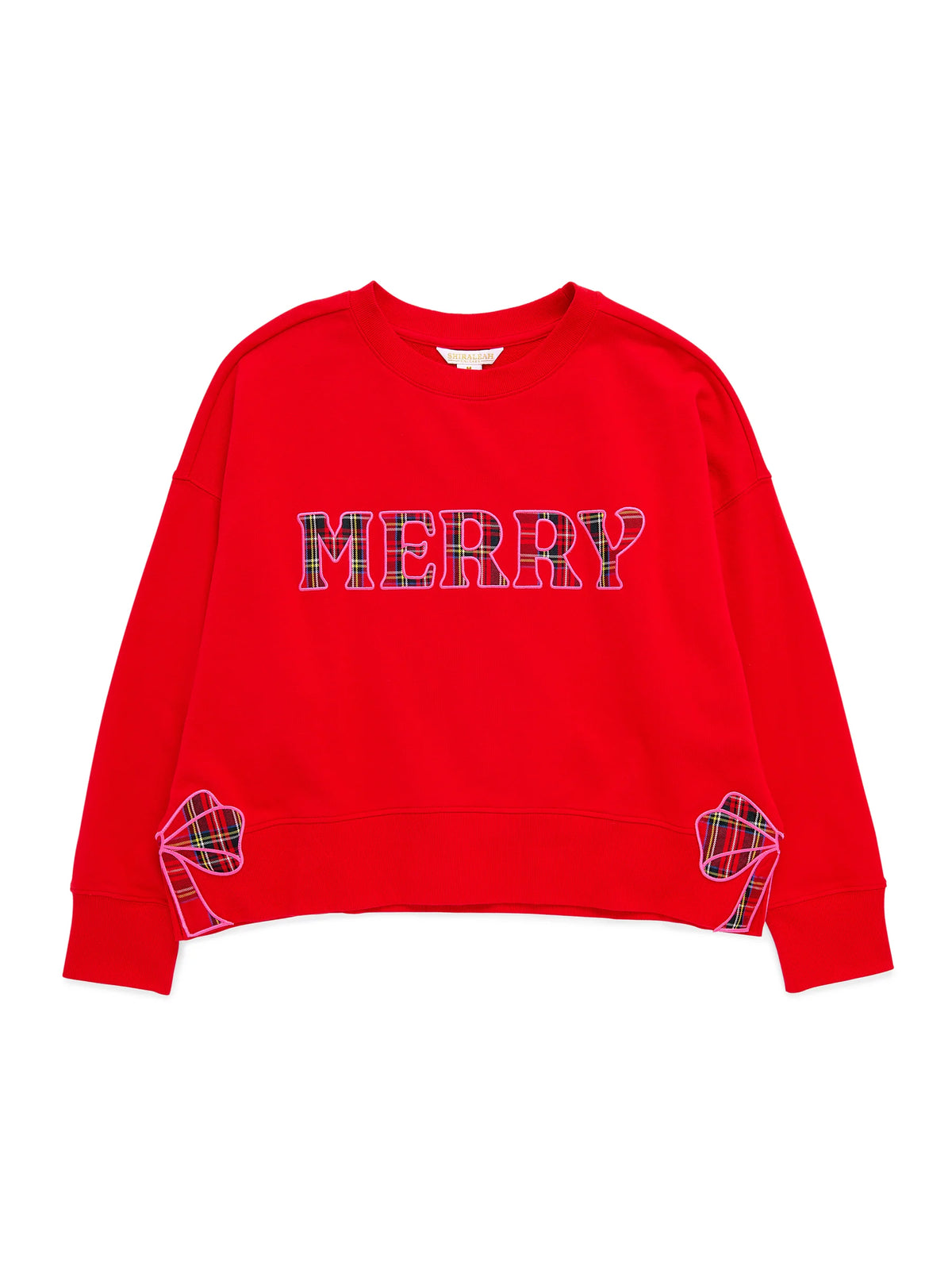 Plaid Merry Relaxed Sweatshirt - Red