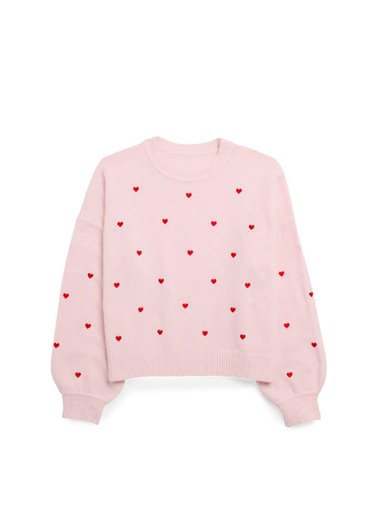 Hearts Sweater - Blush Pink