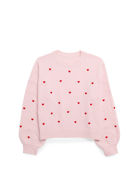 Hearts Sweater - Blush Pink