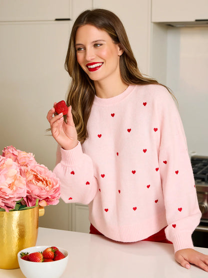 Hearts Sweater - Blush Pink