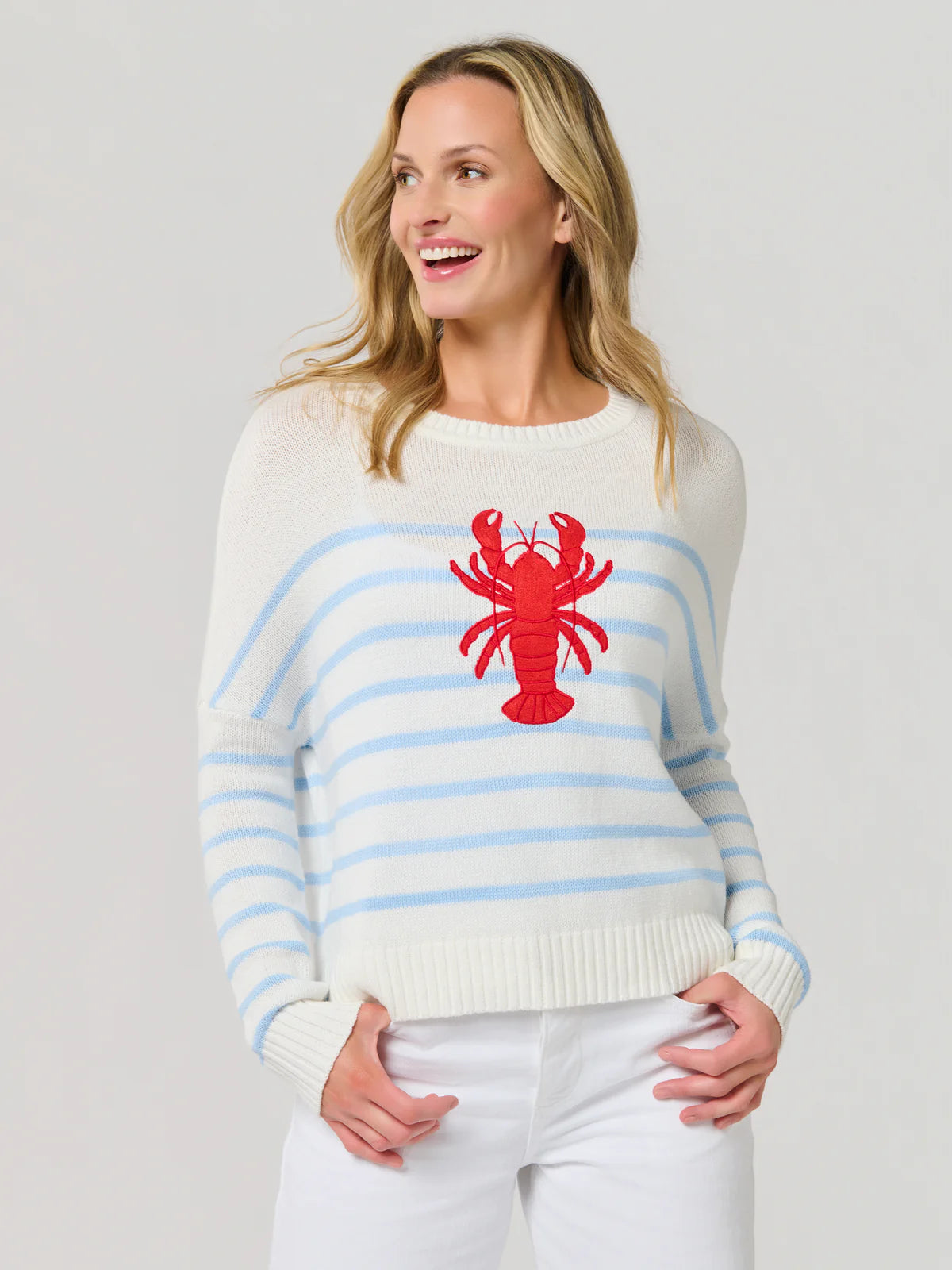 Lobster Relaxed Fashion Fit Sweater, White