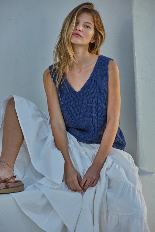 Knit Sweater Vest Top - Navy