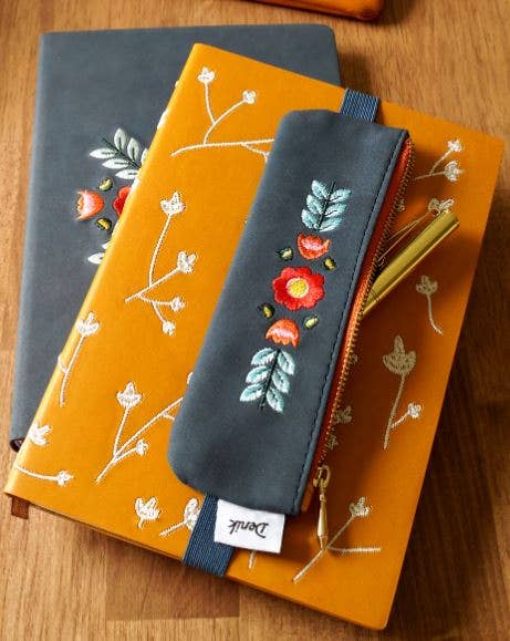 Evelyn Blue Embroidered Notebook Pouch