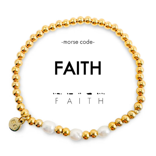 Morse Code Pearl Bracelet - Faith