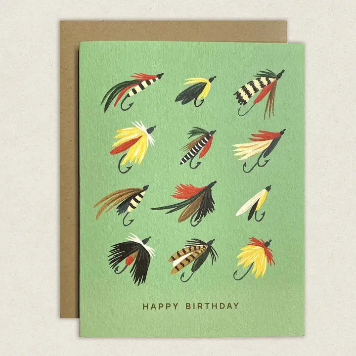 Happy Birthday Fishing Flies Card