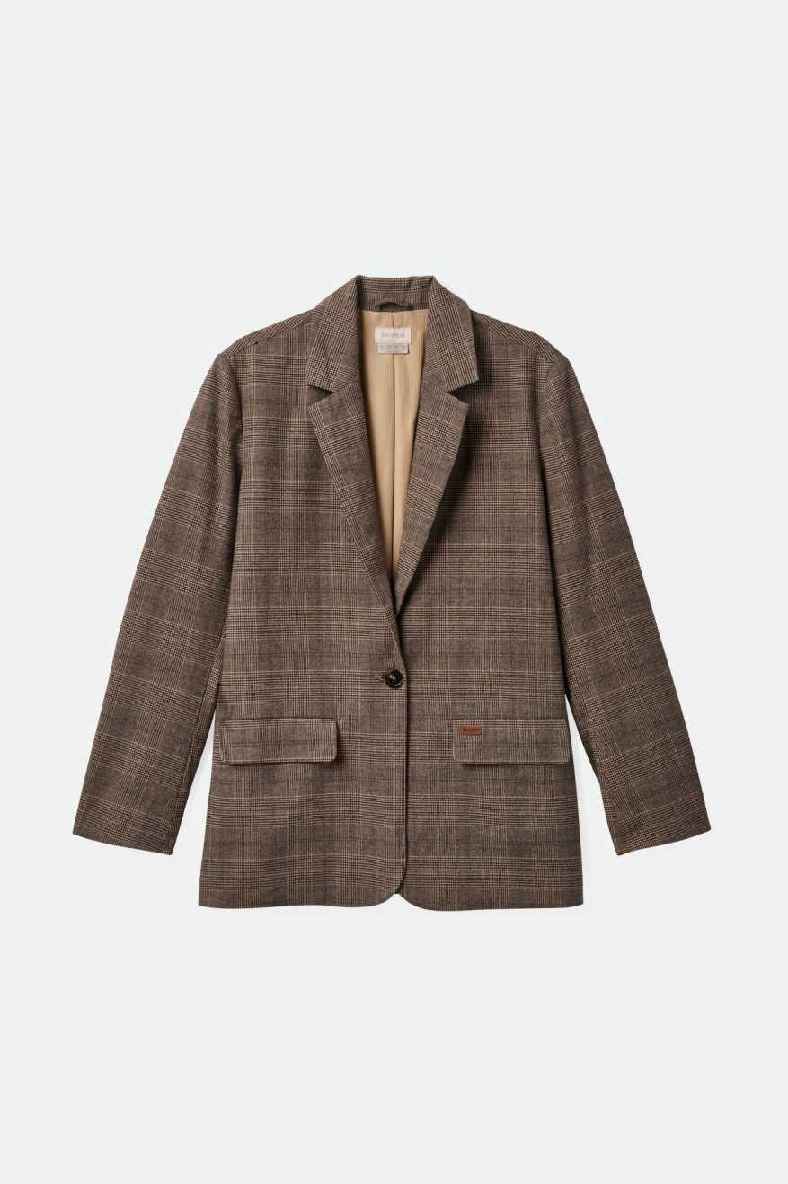 Manhatten Blazer - Brown/Cream Houndstooth