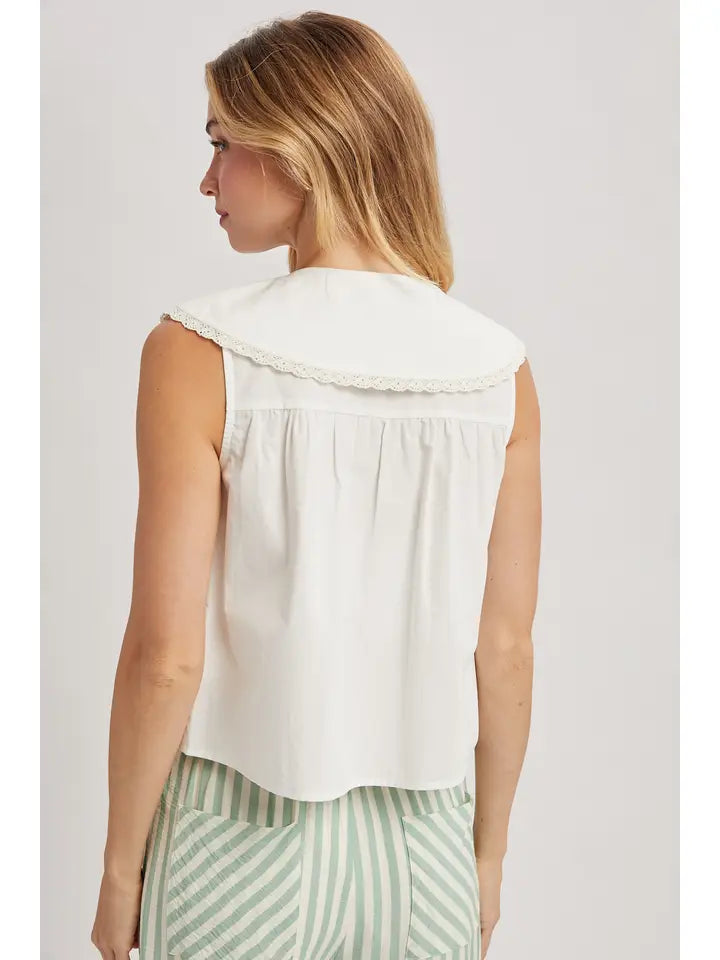 Peter Pan Sleeveless Top - Off White