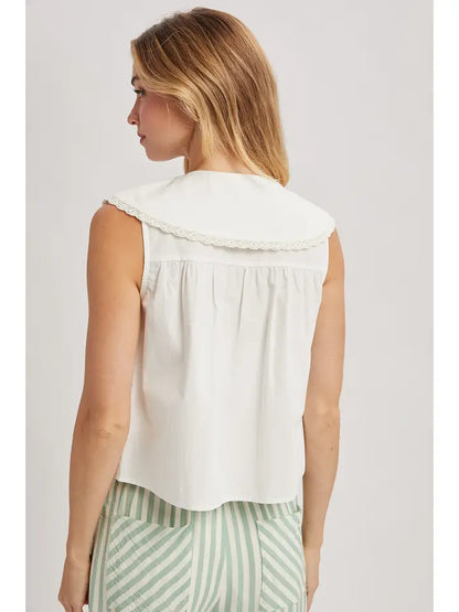Peter Pan Sleeveless Top - Off White