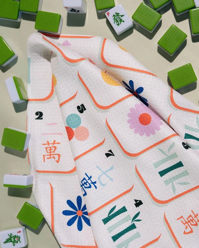 Tile Toss Tea Towel - Mahjong